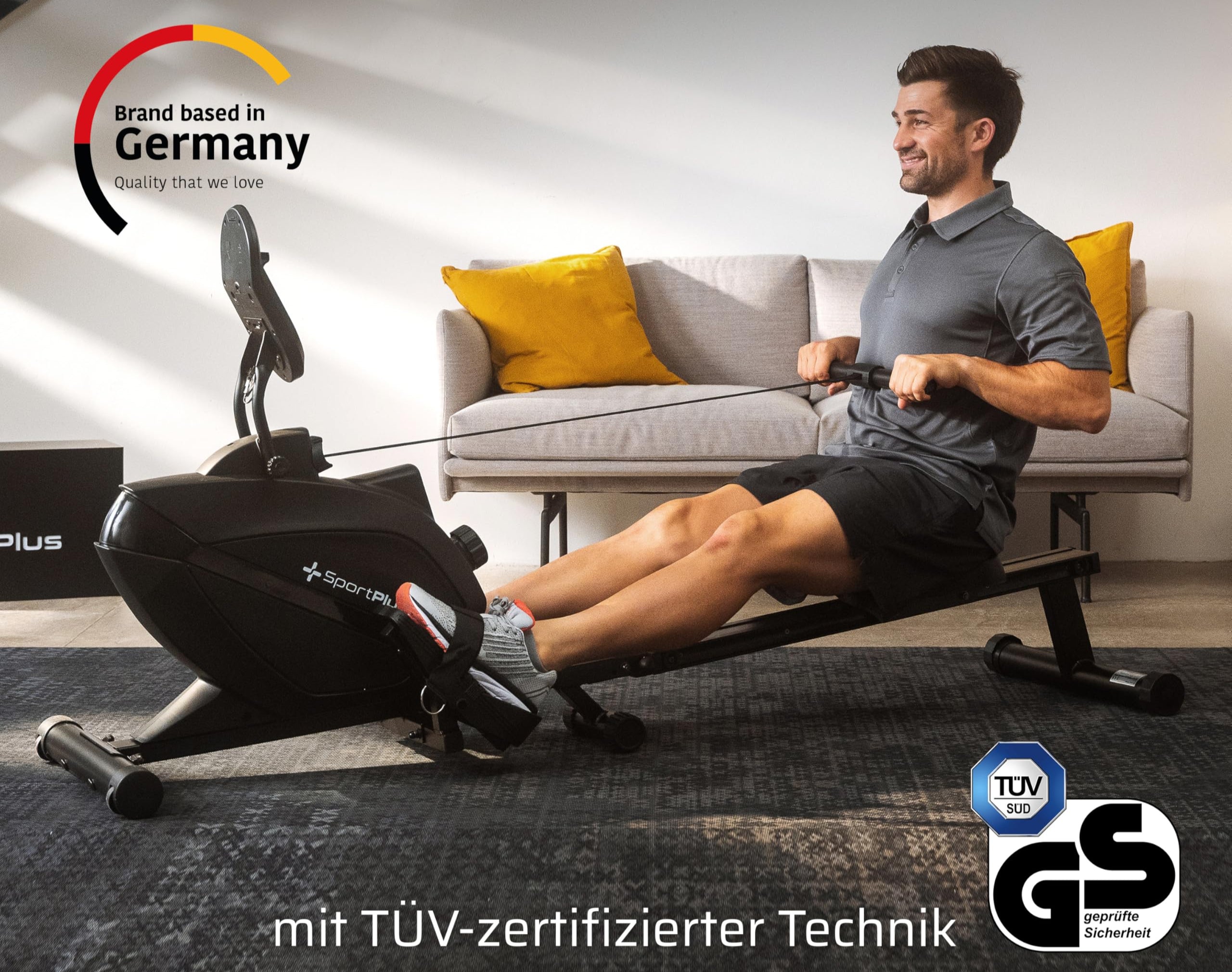 Rudergerät für zuhause klappbar - SportPlus Rudergerät klappbar extra leiser Magnetwiderstand - Rudermaschine für zuhause Kinomap - Rudergeräte Magnetwiderstand Trainingscomputer App Rowing Machine